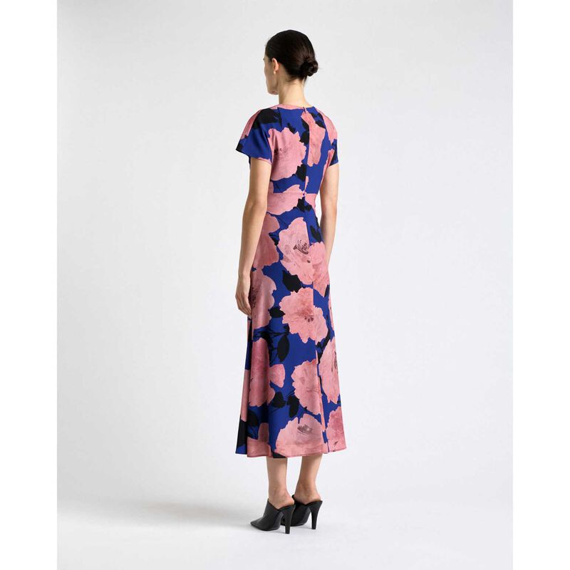 Cue Pink Stencil Floral Gathered Front Dress image number 1